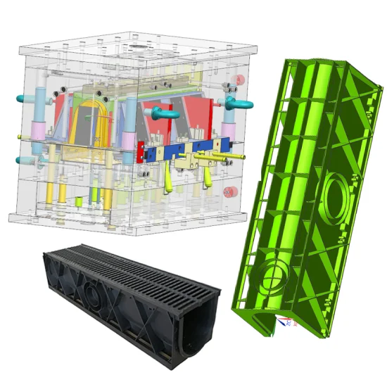 Molde plástico da calha da drenagem da água subterrânea molde de injeção linear da calha do dreno do HDPE