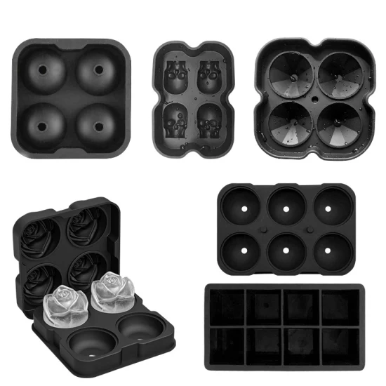 Moldes de silicone redondos 4 em 1 para bolas individuais com compartimento de gelo