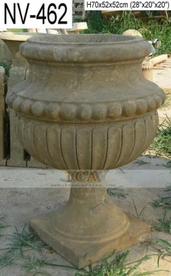 Vaso de flores de jardim de pedra preta antiga de imitação para parque doméstico